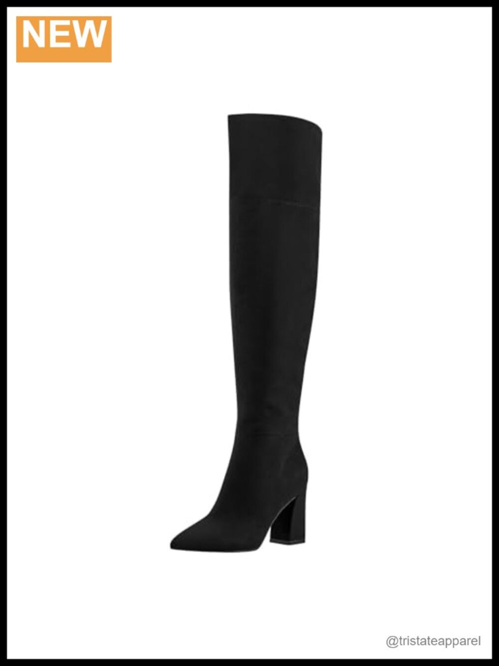 Faux Suede Over-the-Knee Block Heel Boots with Pointy Toe